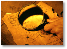 magnifying glass and map